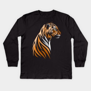 Tribal tiger Kids Long Sleeve T-Shirt